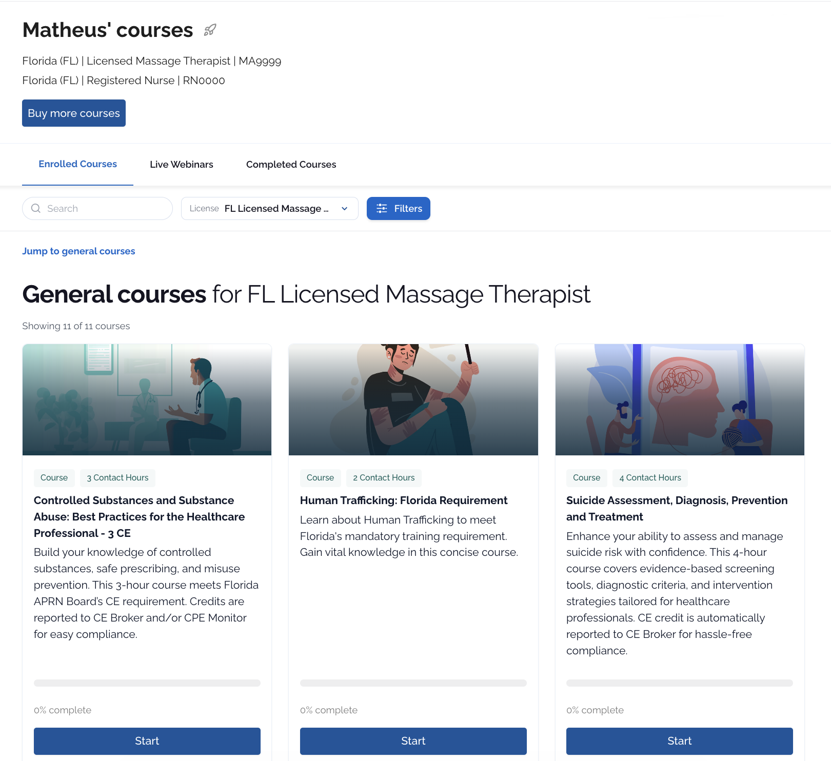 AchieveCE my courses